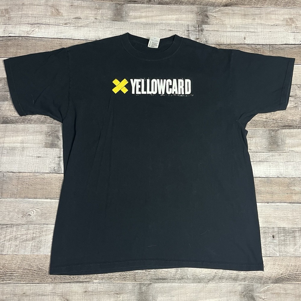 Yellowcard Shirt Size XL Black Vintage 2000s Pop Punk Rock Band Tee